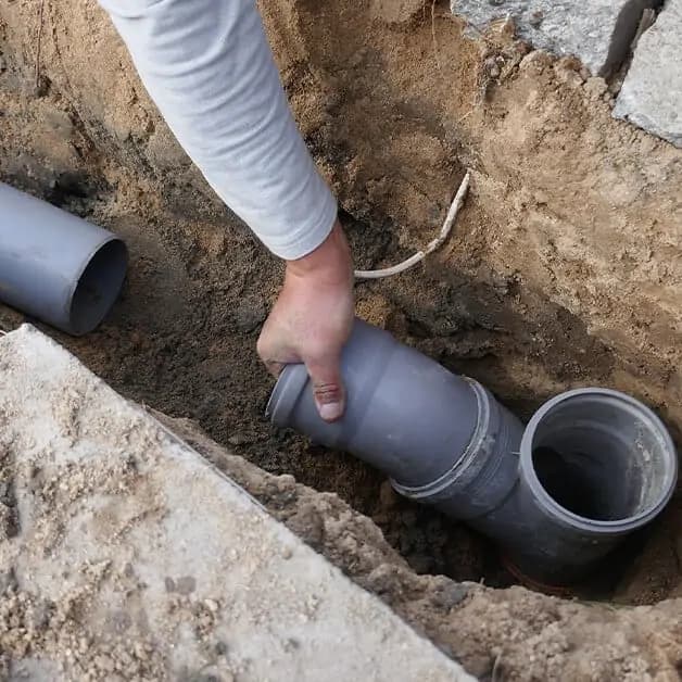 Sewer pipe installation in progress